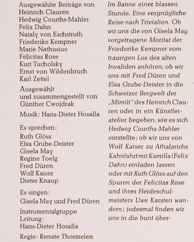 V.A.Im Banne einer blassen Stunde: Gesang Gisela May, Fred Düren, Litera(8 65 153), DDR, 1986 - LP - V2632 - 7,50 Euro