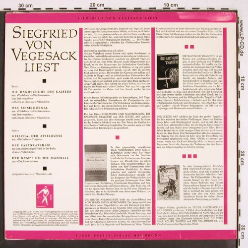von Vegesack,Siegfried: liest Die Handschuhe des Kaisers..., Eugen Salzer Verlag(3 A/771), D, Mono, 1962 - LP - V2733 - 9,00 Euro