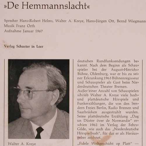 Kreye,Walter A.: Fidele Weltgeschicht op Platt, Schuster Leer (S 13), D, vg+/vg+, 1967 Typ: 10" Best.-Nr.: V2852 Preis: 5,00 Euro
