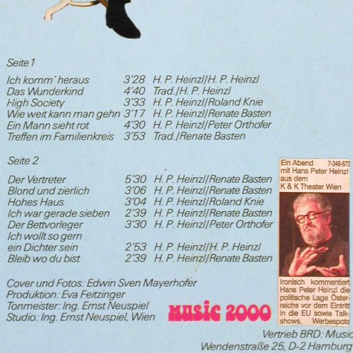 Heinzl,Hans Peter: Ein Unfug für Stimme und Klavier, Music 2000 (MLP 113), A, 1978 Typ: LP Best.-Nr.: V364 Preis: 7,50 Euro
