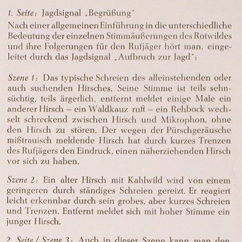 Hirschbrunft: Nach Aufnahmen in der freien Natur, Verlag Paul Parey (PAR 2), D, Mono Typ: LP Best.-Nr.: V3815 Preis: 12,50 Euro
