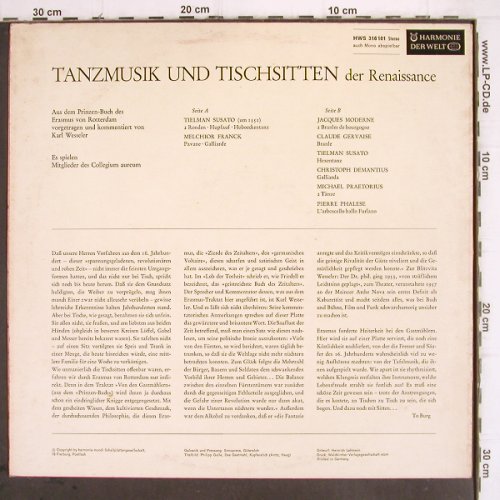 Tanzmusik & Tischsitten der Renaiss: a.d.Prinzenbuch des Erasmus v Rott., Harmonie der Welt(HWS 316 101), D,  - LP - V584 - 12,50 Euro