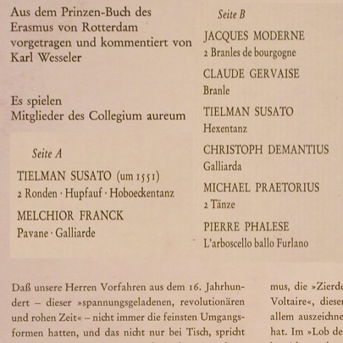 Tanzmusik & Tischsitten der Renaiss: a.d.Prinzenbuch des Erasmus v Rott., Harmonie der Welt(HWS 316 101), D,  - LP - V584 - 12,50 Euro