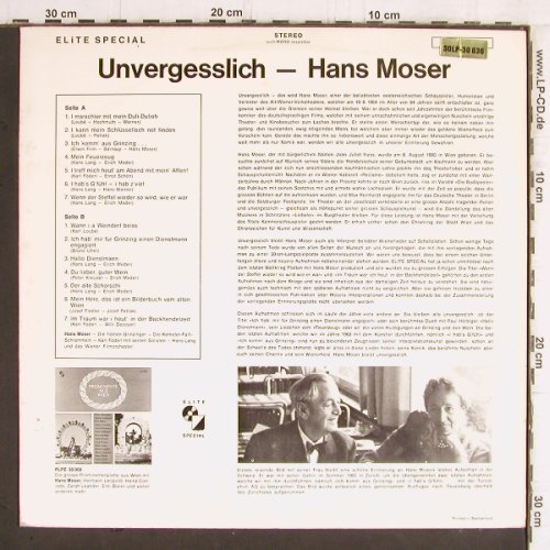Moser,Hans: Unvergesslich, Elite Special (PLPE 30 036), CH Typ: LP Best.-Nr.: V597 Preis: 6,00 Euro