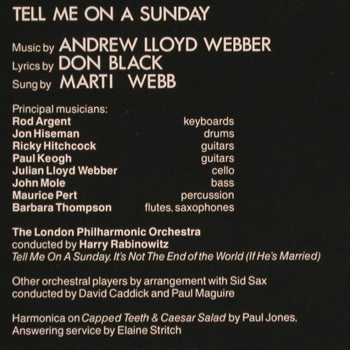 Webb,Marti: Tell Me On A Sunday,A.L.Webber, Foc, Polydor(2383 570), D, 1980 - LP - V957 - 6,00 Euro