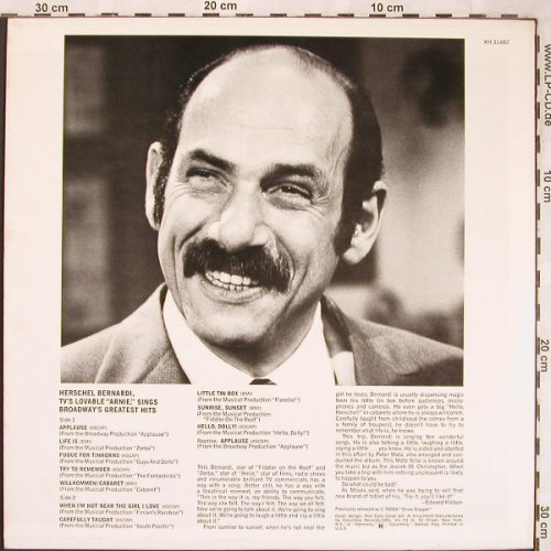 Bernardi,Herschel-TV's LovableArnie: sings Broadway's Greatest Hits, Columbia Harmony(KH 31482), US,  - LP - X1835 - 5,00 Euro