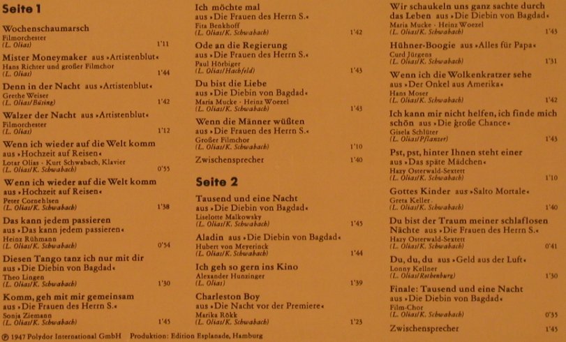 V.A.1000 Takte Tonfilm: Das Waren Noch Zeiten '47, Ri, Polydor(2459 028), D, 1974 - LP - X2414 - 9,00 Euro