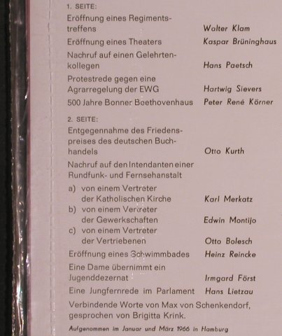 V.A.Deutschland deine Redner: 16 Schall & Rauch, FS-New, Telefunken(STSC 13 442), D, 1966 - LP - X4350 - 25,00 Euro