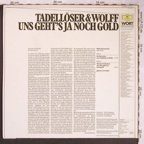 Tadellöser&Wolff: Uns geht's ja noch Gold,W.Kempowski, Deutsche Gramophon(2571 114), D, 1970 - LP - X4874 - 9,00 Euro