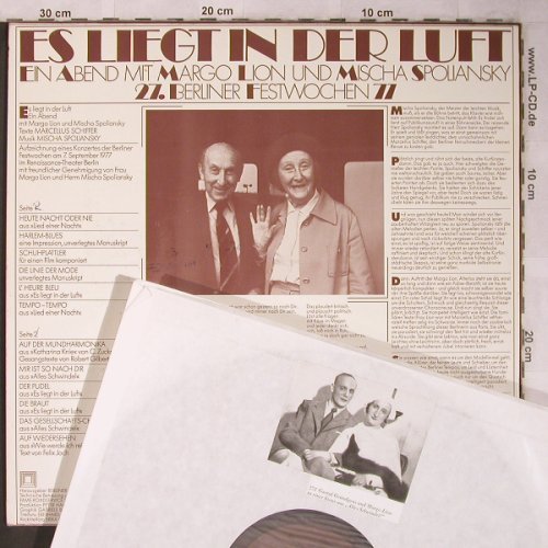 Lion,Margo & Mischa Spoliansky: Es liegt in der Luft, VG+/m-, Berliner Festspiele GmbH (A-3538), D, 1977 Typ: LP Best.-Nr.: X5302 Preis: 7,50 Euro