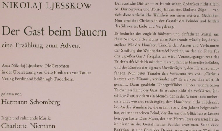 Ljesskow,Nikolaj: Der Gast beim Bauern,Erz,z.Advent, Christophorus(SCGLV 75 927), D,  - LP - X5764 - 7,50 Euro