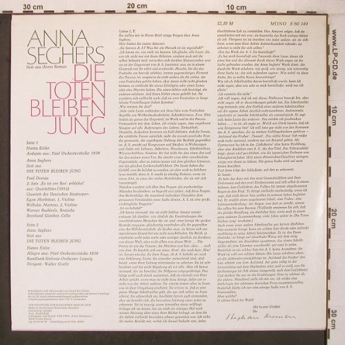 Seghers,Anna: Die Toten bleiben jung, liest aus, Litera(8 60 149), DDR, Ri, 1987 - LP - X7009 - 9,00 Euro