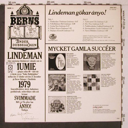 Alfredson,Hans & Tage Danielsson: Lindeman Gökar Anyo!, PolyGram (6362 057), S, 1980 Typ: LP Best.-Nr.: X7192 Preis: 7,50 Euro