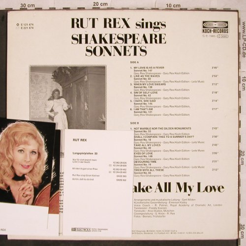 Rex,Rut: Take all my Love-ShakespeareSonnets, Koch+ 3 Autogr.Karten(E 121 747), D, 1985 - LP - X747 - 7,50 Euro