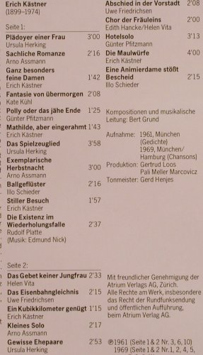 Kästner,Erich: Sachliche Romazen, D.Gr. Wort(2571 125), D,Ri, 1981 - LP - X891 - 7,50 Euro