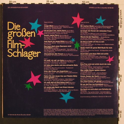 V.A.Die großen Film-Schlager:  Rühmann, I.Werner.., 30-40ger, Foc, Ariola(80 726 XU), D,  - 2LP - X9100 - 9,00 Euro
