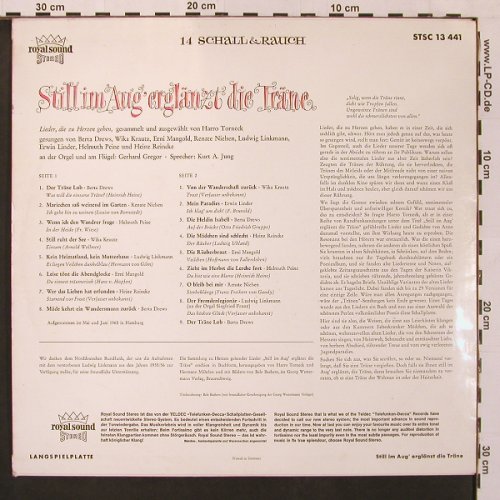 V.A.Still im Aug' erglänzt d. Träne: Lieder die zu Herzen gehen, Telefunken Schall Rauch (STSC 13 441), D Typ: LP Best.-Nr.: X9103 Preis: 12,50 Euro