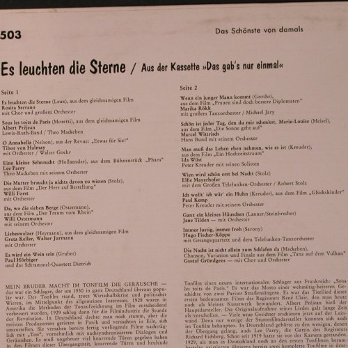 V.A.Es Leuchten die Sterne: Das Schönste v. damals,1930-41, Telefunken(HT-P 503), D,  - LP - X9135 - 7,50 Euro