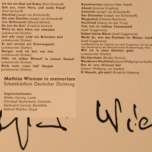 Wieman,Mathias - in memoriam: Schatzkästlein Deutscher Dichtung, Ariola-Athena(80 204 ZW), D,  - LP - X9144 - 9,00 Euro