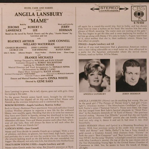 Mame: Angela Lansbury, Musical, CBS (S 70 032), D Typ: LP Best.-Nr.: X9145 Preis: 9,00 Euro