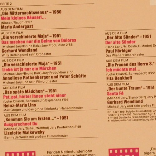 V.A.Kino-Schlager-Schöne Stunden: 1948-1951, Andergast Lang -Wendland, Polydor(819 714), D,  - LP - X9423 - 6,00 Euro