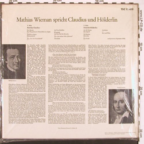 Wieman,Mathias: spricht Claudius & Hölderlin (1955), Telefunken(TSC 13 419), D, FS-New,  - LP - X9493 - 15,00 Euro