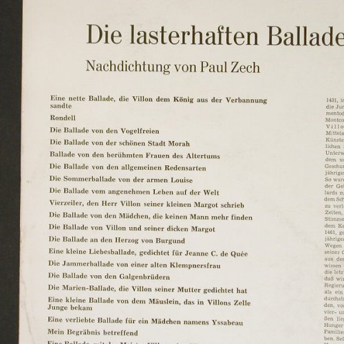 Reincke,Heinz: Die lasterhaften Balladen d.Villon, Preiser(SPR 3148), A,  - LP - X9542 - 7,50 Euro