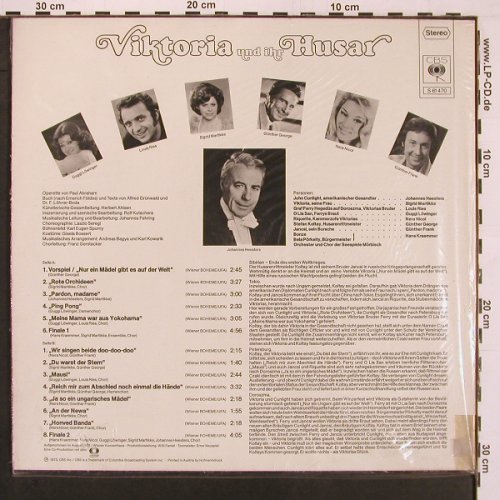 Viktoria und ihr Husar: Operette v.P.Abraham, m.J. Heesters, CBS, mit Baderrole (S 61470), A, 1973 Typ: LP Best.-Nr.: X9785 Preis: 9,00 Euro