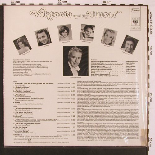 Viktoria und ihr Husar: Operette v.P.Abraham, m.J. Heesters, CBS, mit Baderrole(S 61470), A, 1973 - LP - X9785 - 9,00 Euro