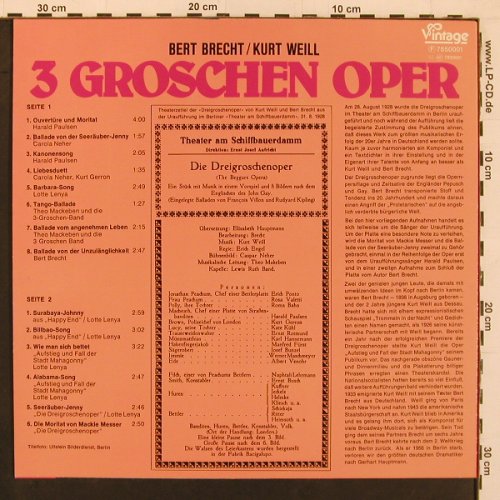 Weill,Kurt / Bertold Brecht: Dreigroschenoper Lenya, hist.rec., Vintage(7850001), EEC, 1974 - LP - X9977 - 6,00 Euro