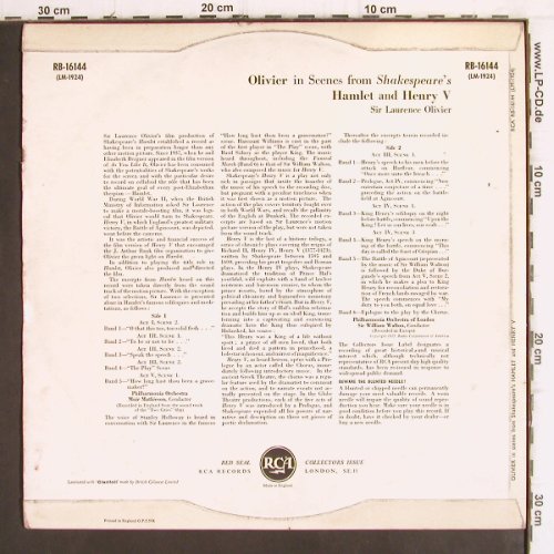 Shakespeare - Olivier in Scenes fr.: Hamlet and Henry V (1955), m-/vg+, RCA(RB-16144), UK, 1959 - LP - Y110 - 6,00 Euro