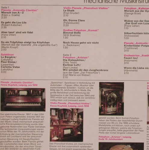 V.A.Von Spieluhr bis Orchestrion: Mechanische Instrumente, 18 Tr., Amiga(8 45 239), DDR, 1983 - LP - Y1284 - 7,50 Euro