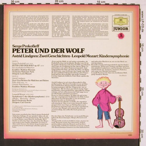 Peter und der Wolf - Prokofieff: Ein muskalisches Märchen, M.Wiemann, D.Gr.(2546 302), D, 1977 - LP - Y1296 - 5,00 Euro