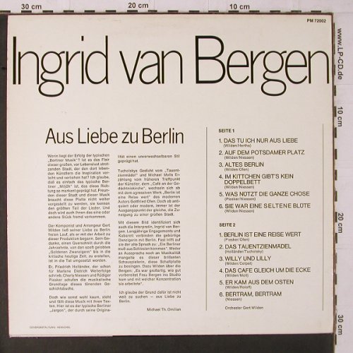 van Bergen,Ingrid: Aus Liebe zu Berlin, Orch. G.Wilden, 75(PM 72 002), D,m-/vg+,  - LP - Y1662 - 7,50 Euro