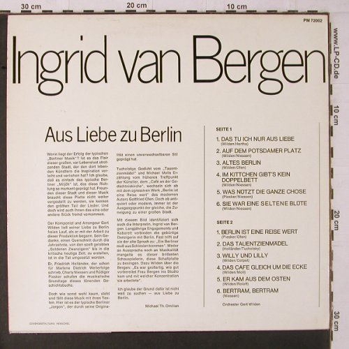 van Bergen,Ingrid: Aus Liebe zu Berlin, Orch. G.Wilden, 75 (PM 72 002), D,m-/vg+ Typ: LP Best.-Nr.: Y1662 Preis: 7,50 Euro