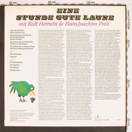 Herricht,Rolf & Hans Joachim Preil: Eine Stunde gute Laune, Litera (8 60 145), DDR, 1975 Typ: LP Best.-Nr.: Y20 Preis: 6,00 Euro