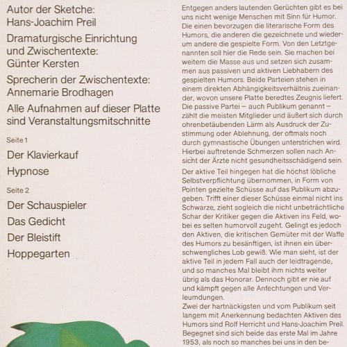 Herricht,Rolf & Hans Joachim Preil: Eine Stunde gute Laune, Litera (8 60 145), DDR, 1975 Typ: LP Best.-Nr.: Y20 Preis: 6,00 Euro
