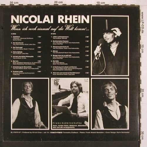 Rhein,Nicolai: Wenn ich noch einmal a.d.Welt komm', Blackfield(BL 070279), D, 1979 - LP - Y2146 - 9,00 Euro