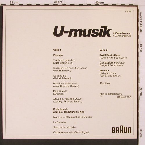 V.A.U-Musik / BRAUN: 4 Varianten aus 4 Jahrhunderten, Braun/Funkausstellung (F 65.041), D, 1973 Typ: LP Best.-Nr.: Y2228 Preis: 6,00 Euro