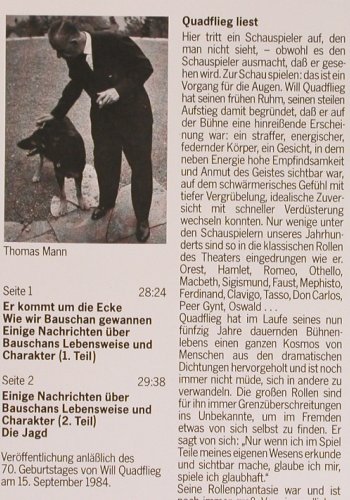 Mann,Thomas: Herr und Hund,gl.von Will Quadflieg, D.Gr. Literatur (413 992-1), D, 1984 Typ: LP Best.-Nr.: Y2584 Preis: 6,00 Euro