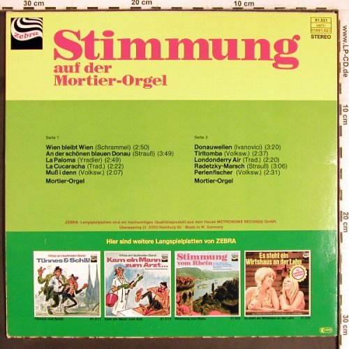 Mortier-Orgel: Stimmung auf der, Zebra (91.521), D, 1977 Typ: LP Best.-Nr.: Y2744 Preis: 6,00 Euro