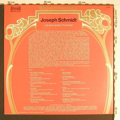 Schmidt,Joseph: Und seine Filmerfolge, Historia(H 617), D, 1969 - LP - Y2828 - 7,50 Euro
