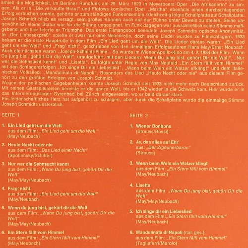 Schmidt,Joseph: Und seine Filmerfolge, Historia(H 617), D, 1969 - LP - Y2828 - 7,50 Euro