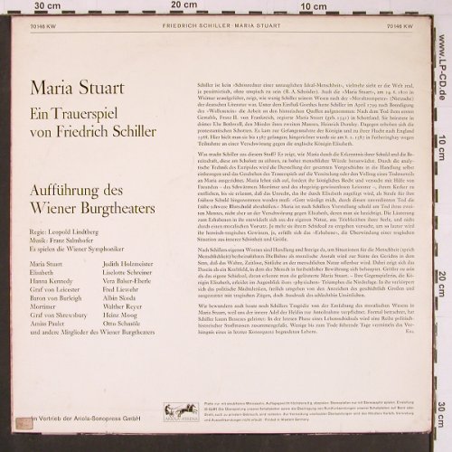 Maria Stuart: von F. Schiller, Burgtheater Wien, Ariola (70 146 KW), D, m-/vg+ Typ: LP Best.-Nr.: Y283 Preis: 12,50 Euro