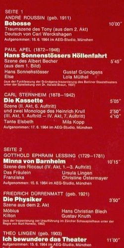 Lingen,Theo: Unnachahmlich, Dokumente (1965), Telefunken, Ri (6.42231 AJ), D Typ: LP Best.-Nr.: Y2936 Preis: 7,50 Euro
