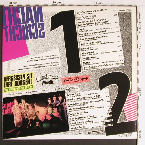 Rocktheater Nachtschicht: Vergeseen Sie Ihre Sorgen, Wunschklang(WK 8620), D, 1986 - LP - Y3027 - 7,50 Euro