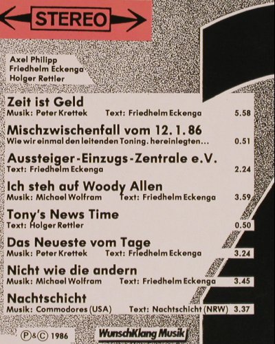 Rocktheater Nachtschicht: Vergeseen Sie Ihre Sorgen, Wunschklang(WK 8620), D, 1986 - LP - Y3027 - 7,50 Euro
