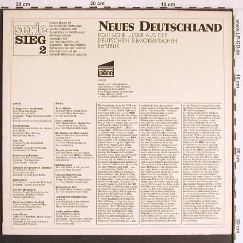 V.A.Neues Deutschland: Politische Lieder aus der DDR, Pläne/Serie Sieg 2(S 88 103), DDR, 1974 - LP - Y3143 - 7,50 Euro