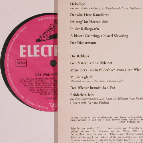 Moser,Hans: Das war Hans Moser, EMI Electrola (1 C 062-33 006M), D Typ: LP Best.-Nr.: Y3242 Preis: 9,00 Euro
