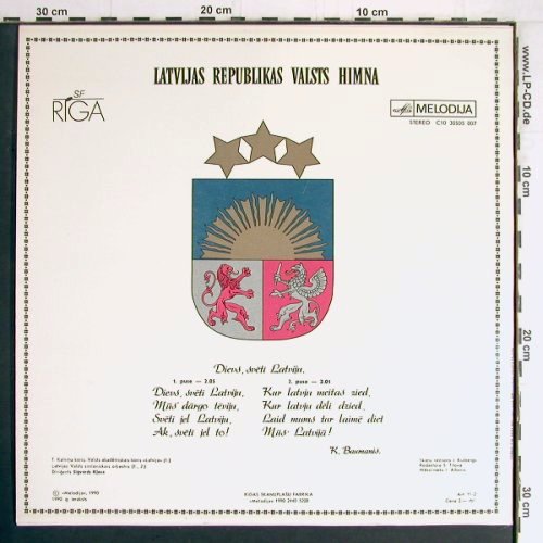 Latvijas Republicas: Valsts Himna, 2 Tr., Melodia (C10 30505 007), Lettland, 1990 Typ: LP Best.-Nr.: Y3346 Preis: 6,00 Euro